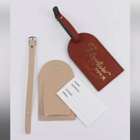 ❌SOLD❌ ADVENTURE LUGGAGE TAGS - BROWN & TAN - Picture 3 of 6